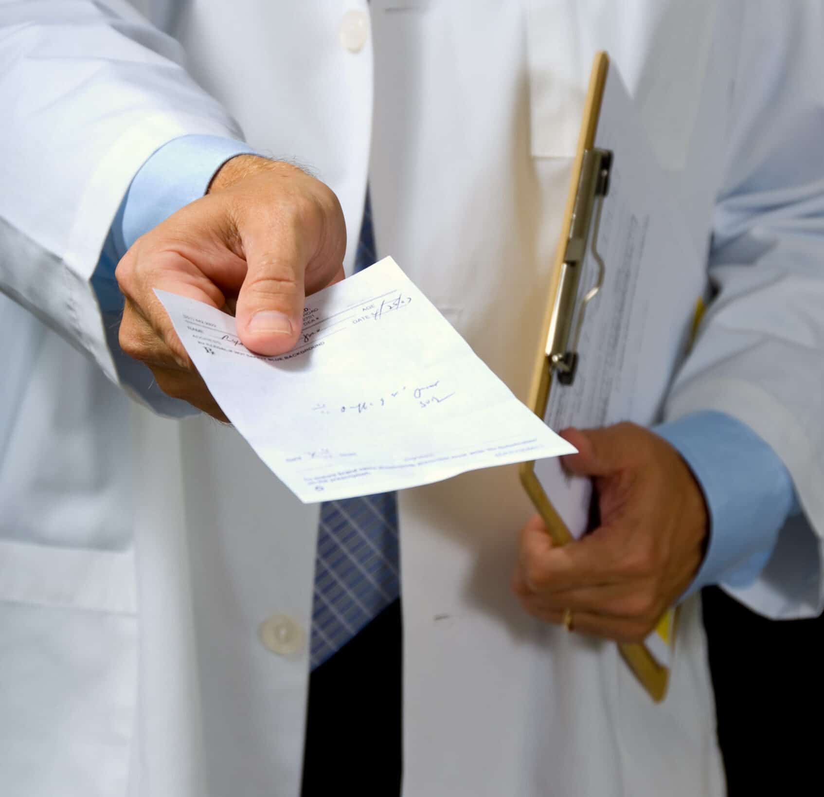 A DoToR prescriber's hand